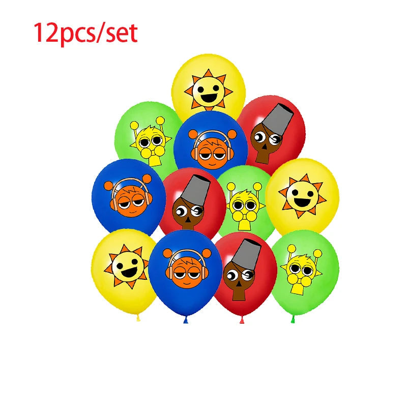 Incredibox Sprunki Birthday Party Decoration Balloon Tableware Backdrop Cake Topper Split Sales Sprunki Birthday Party Supplies Good Vibrations