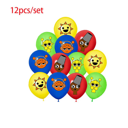 Incredibox Sprunki Birthday Party Decoration Balloon Tableware Backdrop Cake Topper Split Sales Sprunki Birthday Party Supplies Good Vibrations