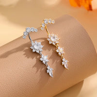 Gold Color Stainless Steel Belly Button Ring Long Dangled Flower CZ Crystal Navel Belly Piercing Rings for Women Sexy Jewelry Good Vibrations Adult Super Store