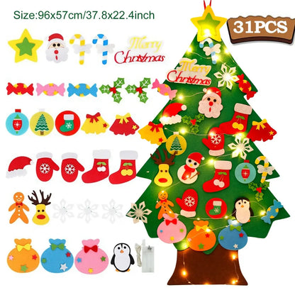 Kids DIY Felt Christmas Tree Merry Christmas Decorations For Home 2025 Christmas Ornaments Navidad 2026 New Year Gifts Xmas Tree Good Vibrations