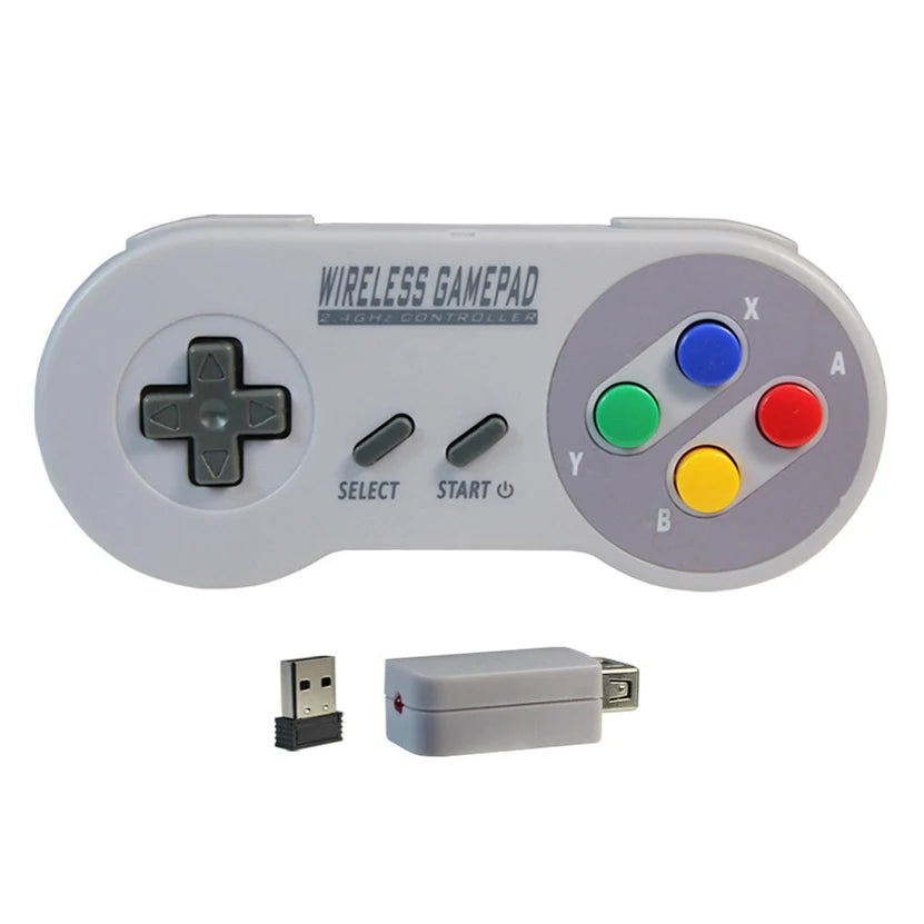 2 Reciever Game Controller Wireless Colorful Button 2.4G Gamepad Joypad Joystick Compatible for SNES Mini PC Windows NS Switch Good Vibrations