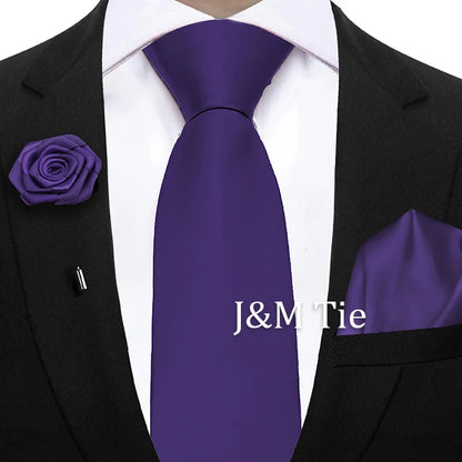 Mens Ties Set Sage Green Pink Grey Brown NeckTie Pocket Square Brooch Wedding Tie Suit Accessories Fit Group Holiday Party