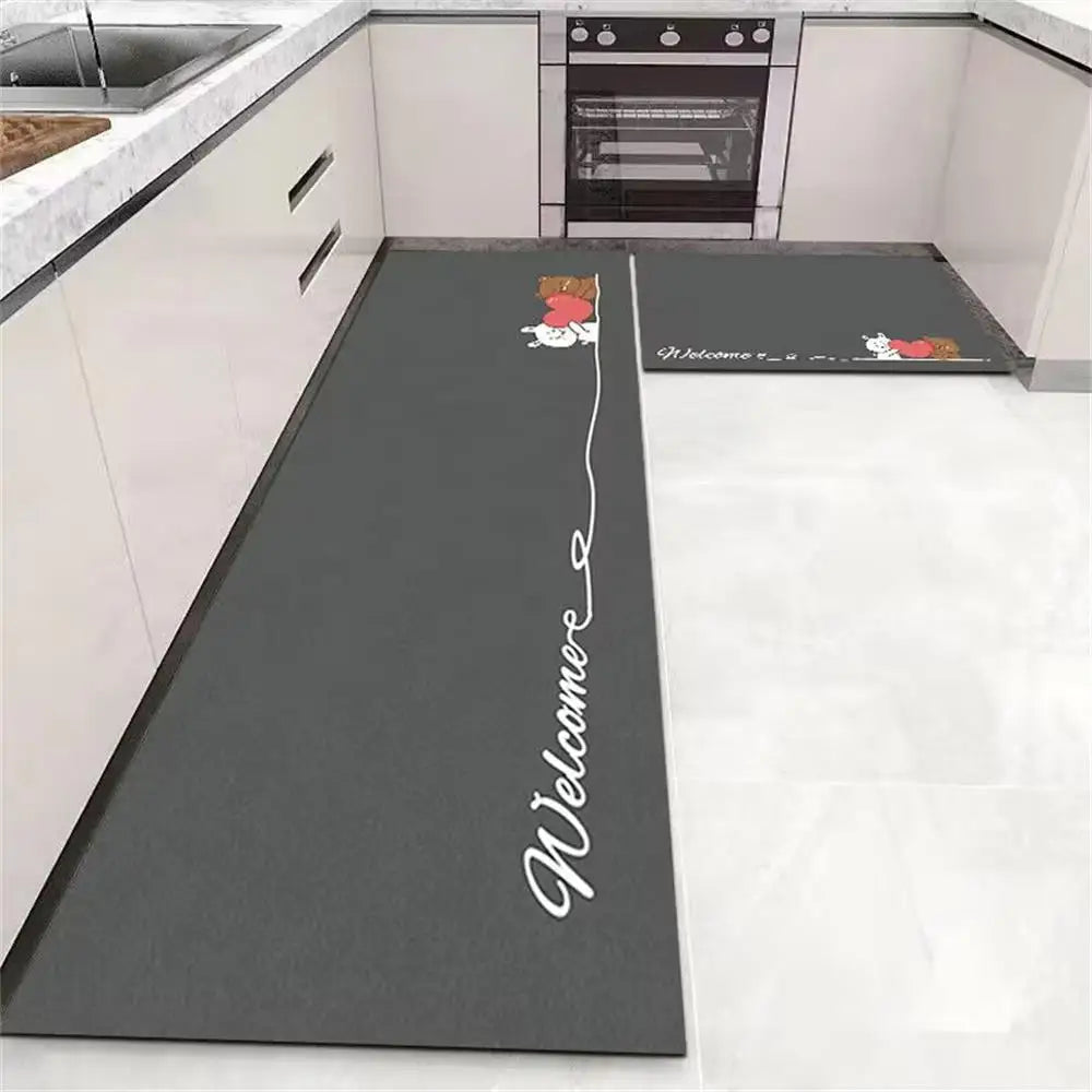 Soft Washable Non-Slip Kitchen Floor Mat for Bedroom Living Room Hallway Bathroom Entrance Long Bedside Carpet Good Vibrations
