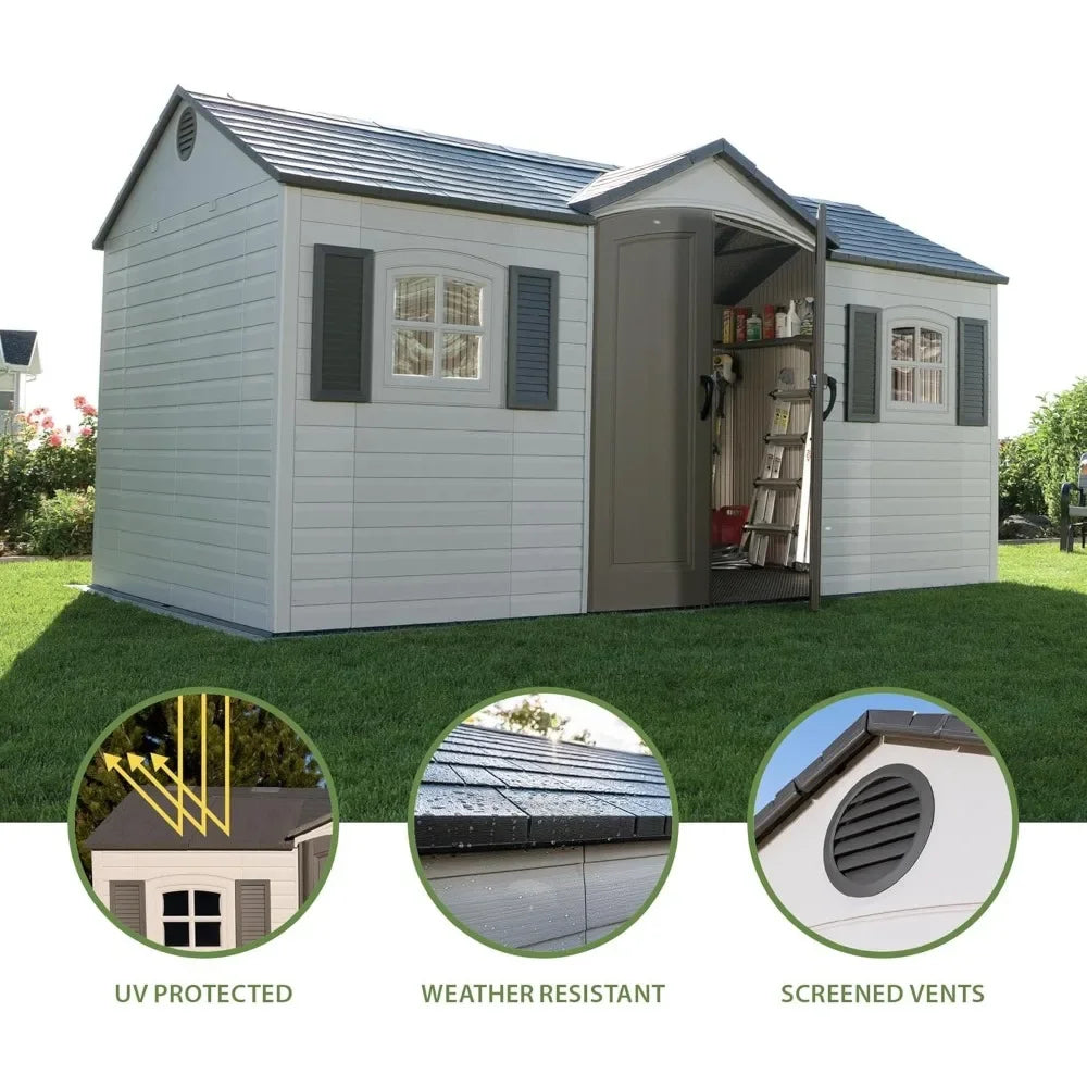 Customizable 6446 Outdoor Storage Shed, 8 X 15 Foot, Desert Sand Good Vibrations