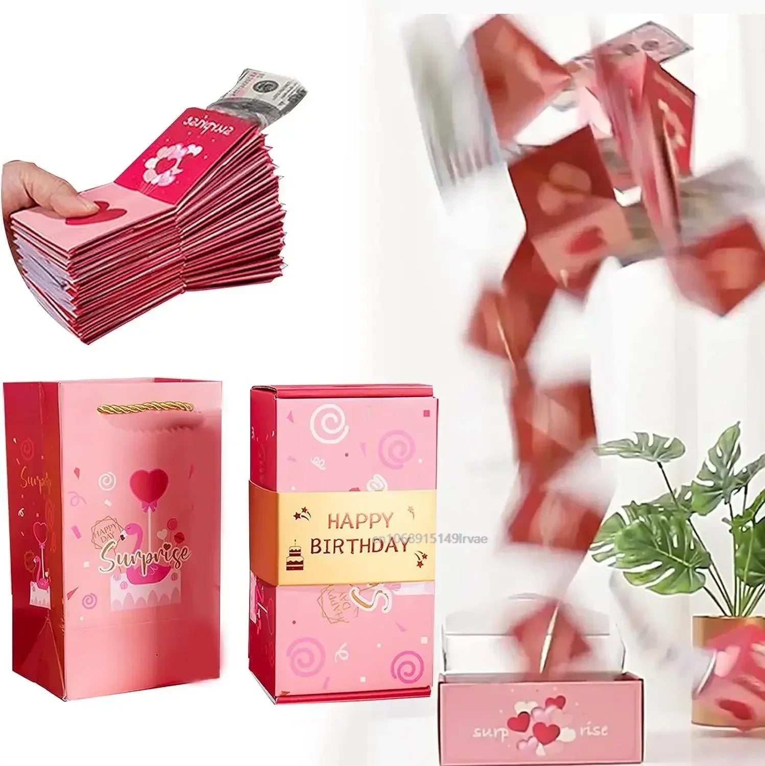 Christmas Gift Box DIY Folding Paper Box Money Pop Up Birthday Surprise Bounce Box Explosions Red Envelope Surpris Gift Box Good Vibrations