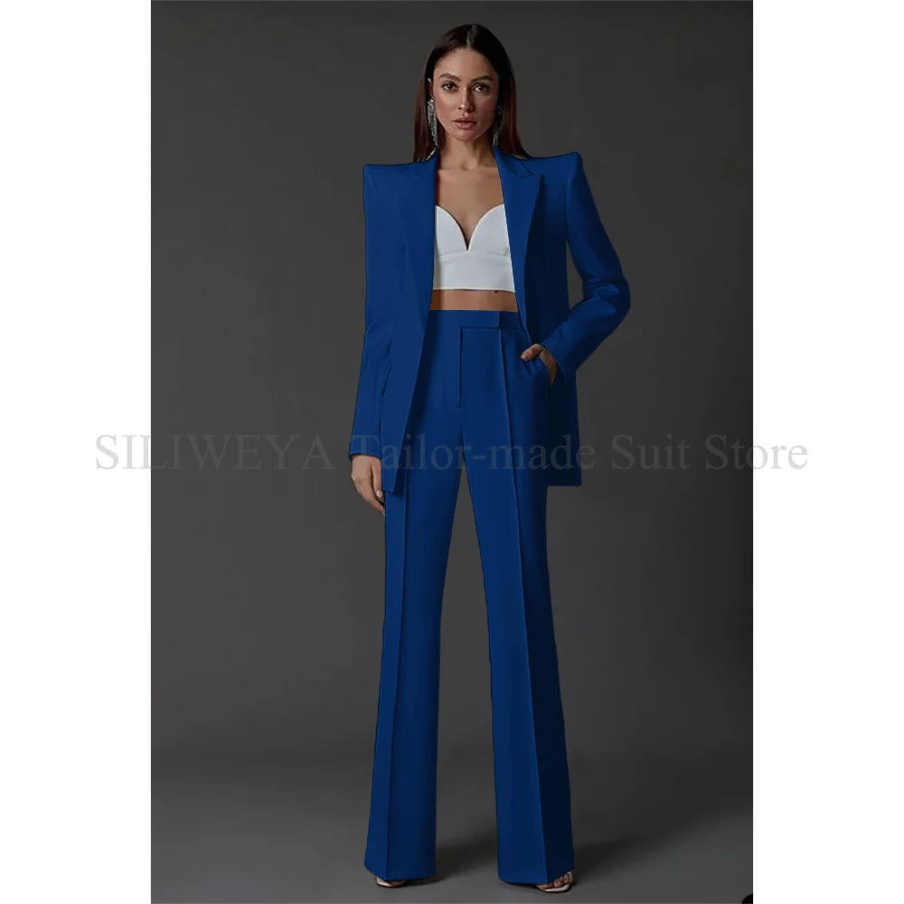 Vintage Women Wedding Suits Set 2 Pcs Blazer+Pants Formal Pantsuit Business Office Slim Fit  Peaky Blinders Takım Elbise Good Vibrations
