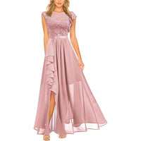 Women's Fashion bridesmaid dress Prom Dresses Handmade 3D Flower Sexy High Slit Evening Party Gowns Long Graduation Dress Good Vibrations