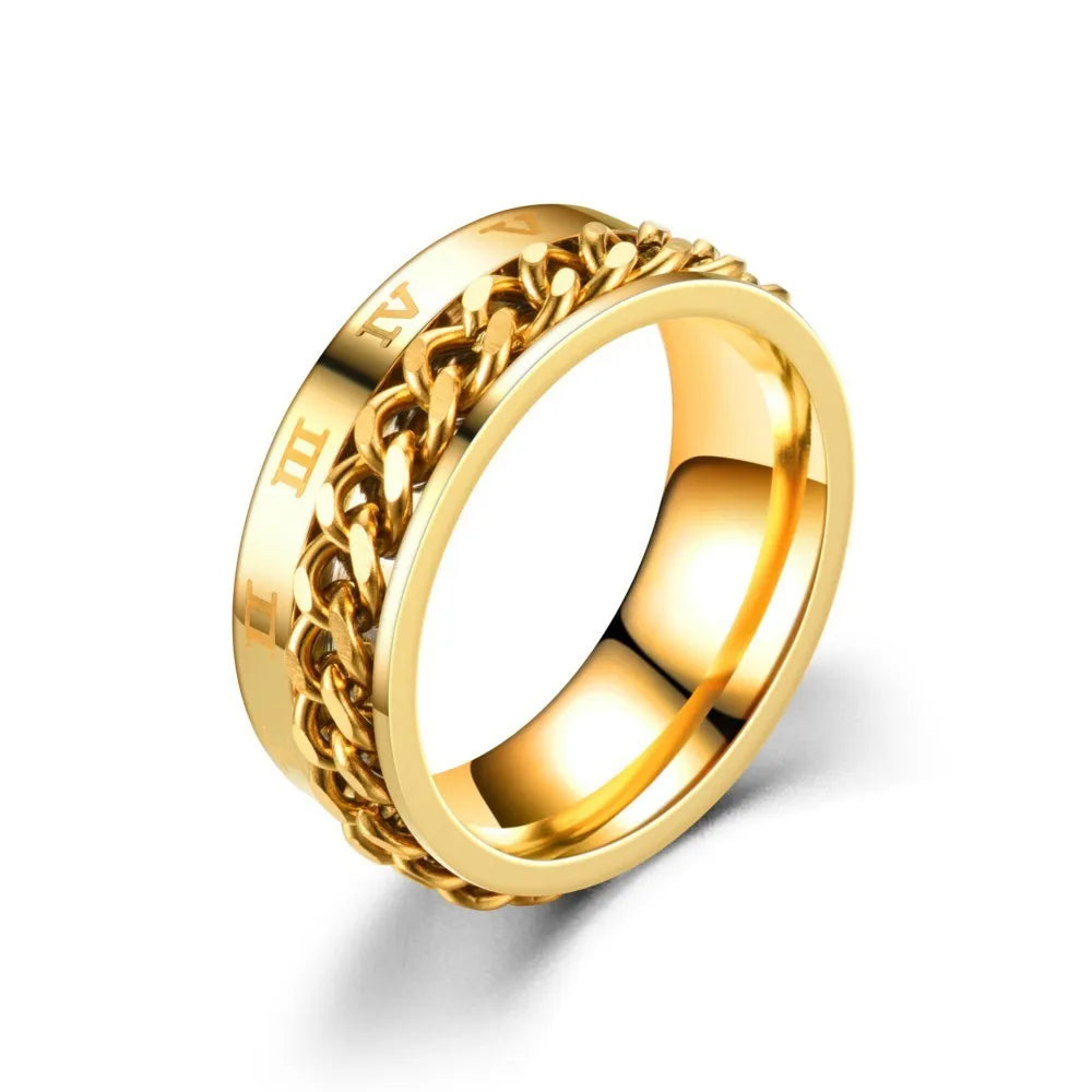 Titanium Steel Rotatable Chain Rings for Women Men Spinner Ring Decompression Multifunctional Chain Ring Bottle Opener Ring Gift Good Vibrations