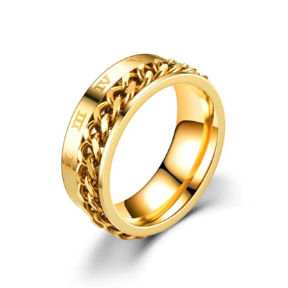 Titanium Steel Rotatable Chain Rings for Women Men Spinner Ring Decompression Multifunctional Chain Ring Bottle Opener Ring Gift Good Vibrations