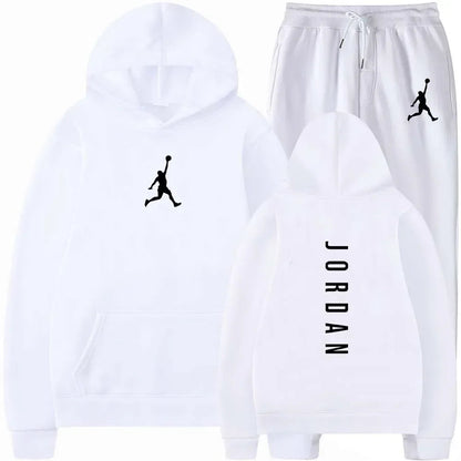 2025 Spring and autumn outdoor fitness basketball casual sportwear set fashion men's hooded jumper + jogging pants two-piece set Good Vibrations
