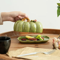 1PCS Pumpkin Ceramic Dinner Plate for Fruit Cake Snack Serving Kitchen Table Restaurant Use Ceramic Material Good Vibrations