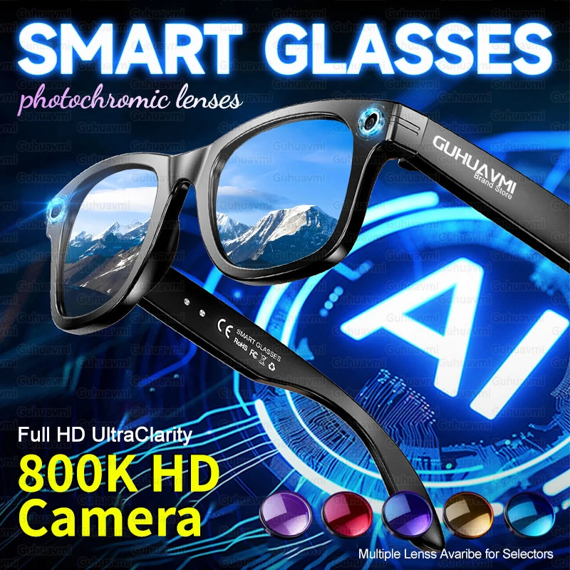 New Sunglasses Smart Glasses 8 Million Pixels Recording Videos AI Photo Recognition Answer Translation 290mAh Bluetooth Glasses Good Vibrations