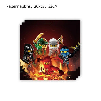 Ninjas Birthday Party Supplies Decorations Disposable Tableware Popcorn Paper Plates Balloons For Boys Kids Birthday Baby Shower Good Vibrations