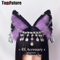 Harajuku Halloween Gothic Punk LolitaWomen Cosplay Animal Wolf Ears Headdress Plush Hairband Furry Lolita Headband Anime GOOD Vibrations