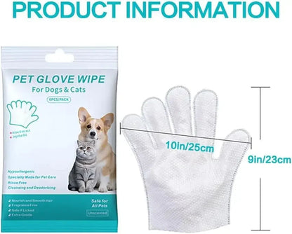 6pcs Unscented Extra Thick Pet Cleaning Wipes for Dogs & Cats,Dog Washing Bathing Deodorizing Grooming Gloves for Daily Care Good Vibrations