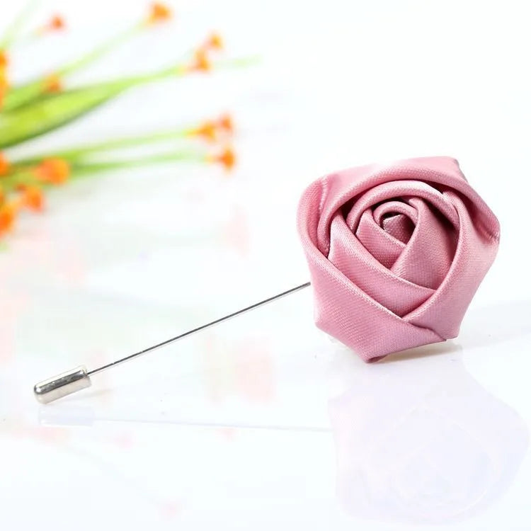 Men Boutonnieres for Wedding Groom Corsage Lapel Pins Ribbon Roses Flower Mensuit Buttonhole Brooch Marriage Accessories Good Vibrations