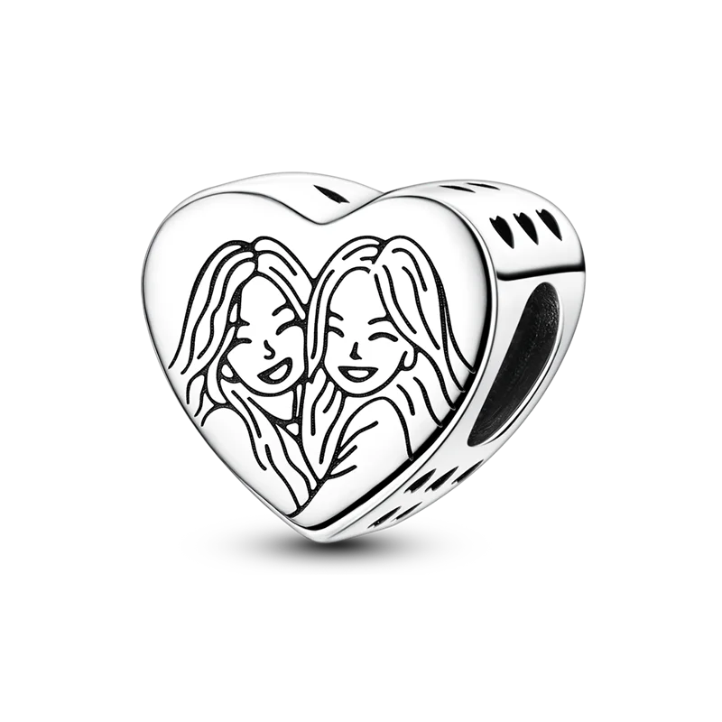 Heart Shape 925 Sterling Silver Family Lover Affection Pendant Charm Beads Fit Original Bangle Bracelet DIY Jewelry For Women Good Vibrations