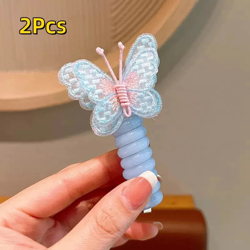 Cute Butterfly Hair Ties High Elasticity Phone Cord Scrunchie Resin and Polyester Headwear Suitable Daily Wear Hair Accessories Good Vibrations
