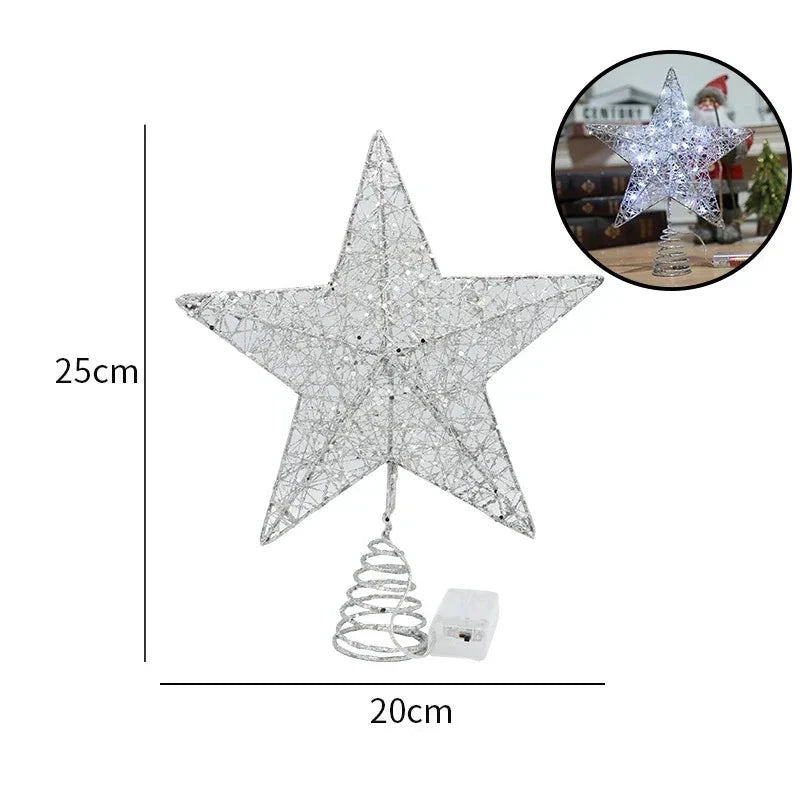Christmas Tree Topper Star with LED Lights 20cm/25cm Festive Shining Decoration for Xmas Tree Home Holiday Decor Good Vibrations