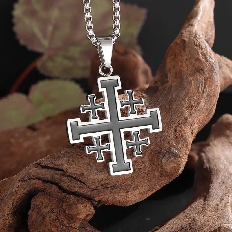 Philippians 4:13 Men's Simple Cross Pendant Necklace Stainless Steel Religious Amulet Jewelry Unisex Bijoux Good Vibrations