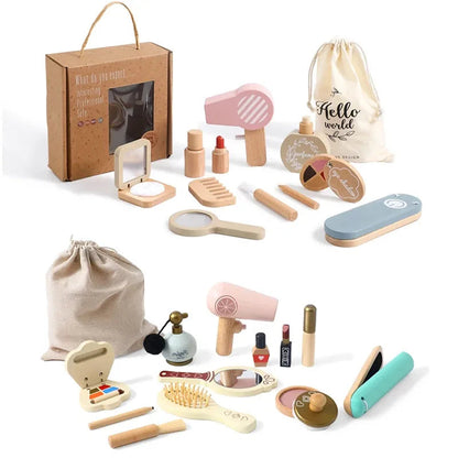 Wooden Baby Toys Simulation Cosmetics Set Pretend Makeup Toys Girls Playing House Game Children Early Education Montessori Toys Good Vibrations