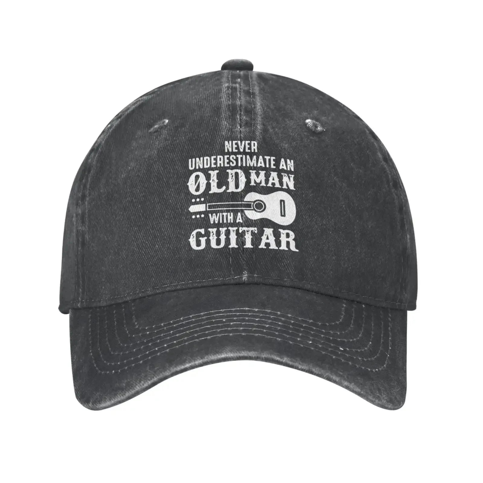Funny Hat Never Underestimate an Old Man with A Guitar Hats Men Baseball Cap Cute Caps Good Vibrations