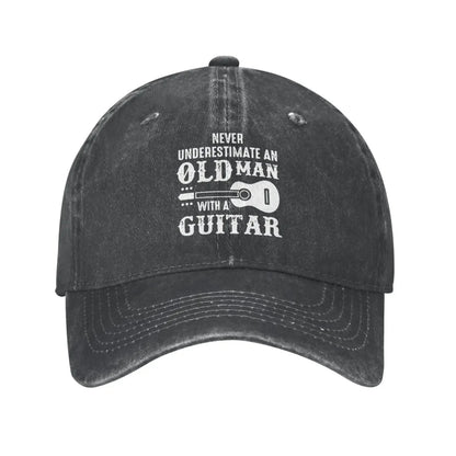 Funny Hat Never Underestimate an Old Man with A Guitar Hats Men Baseball Cap Cute Caps Good Vibrations