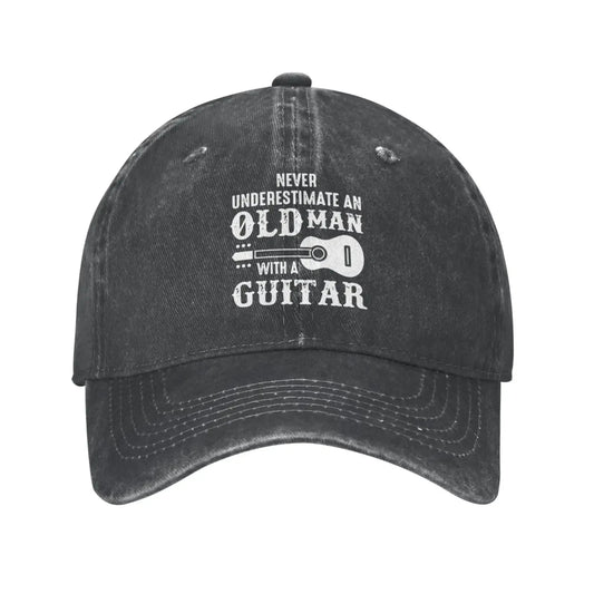 Funny Hat Never Underestimate an Old Man with A Guitar Hats Men Baseball Cap Cute Caps Good Vibrations