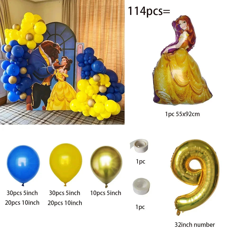 Beauty and the Beast Balloon Girl Birthday Party Supplies Gift Home Decor 32inch Number Ballon Baby Shower Wedding Decoration Good Vibrations