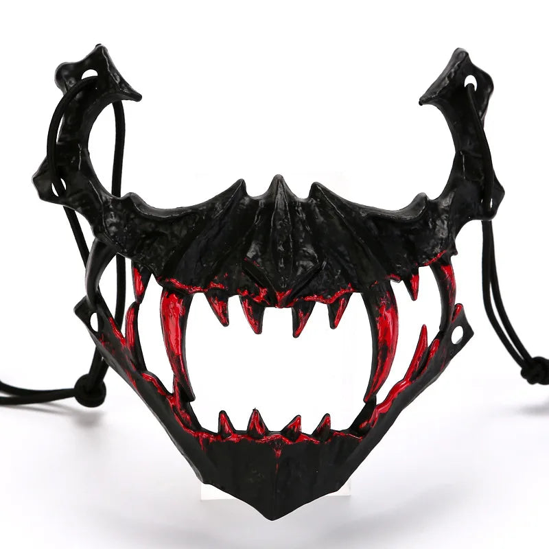 Halloween Bone Skull Masks Half-face Bloody Mask Cosplay Dragon God Fierce Tiger Night Fork Tengu Man Wolf Mask Party Decor Prop Good Vibrations
