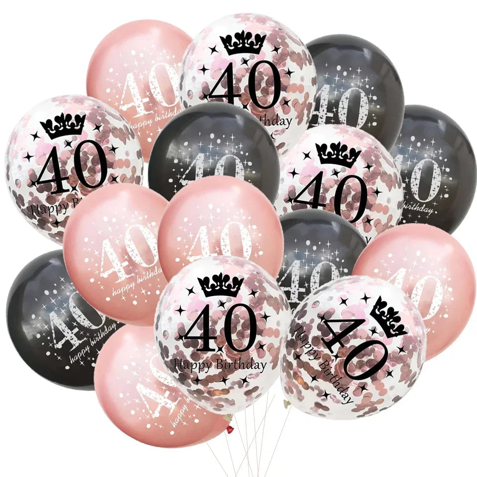 15pcs 18th Happy Birthday Balloon Decor 12 Inch Confetti Latex Balloons for 18 20 30 70 Years Old Birthday Celebrate Decoration Good Vibrations