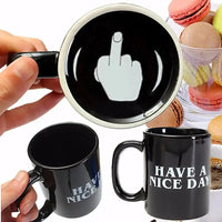 Ceramic Coffee Mug with Vertical Middle Finger Creative Relaxed Friendly Hand Milk Tea Cup New Style Office Mug Drinkware Gift Good Vibrations
