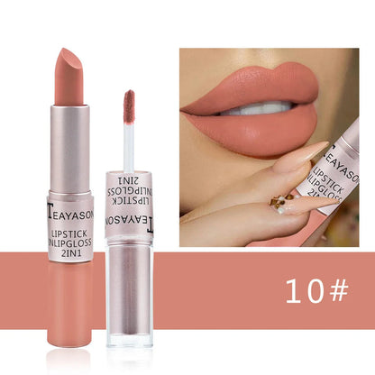 Long Lasting Velvet Matte Lipstick Double Head Lip Gloss Non-stick Cup Lip Gloss Tint Plumper Waterproof Lipstick Makeup Good Vibrations