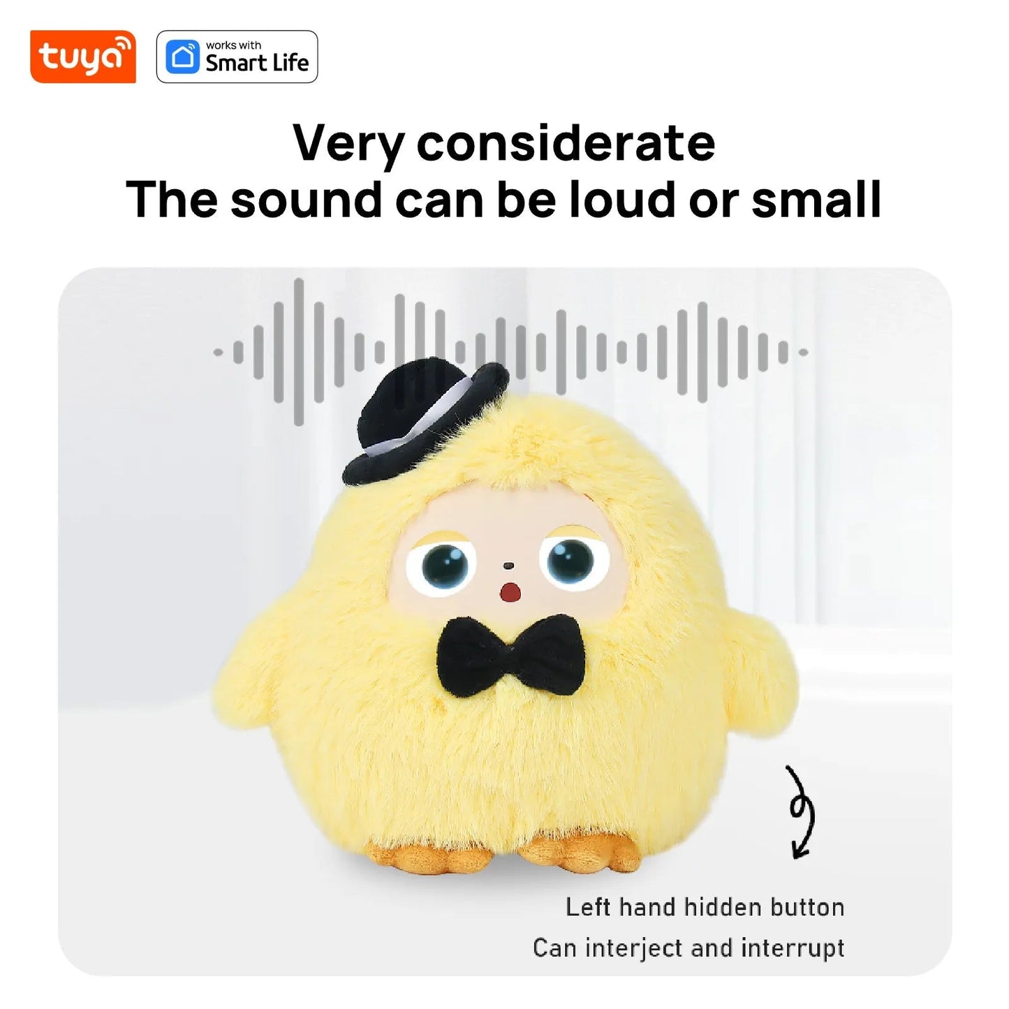 Tuya AI Plush Toy w/Smart Voice & LED Eyes,Interactive Companion for Kids/Adults,Gift-Ready Rechargeable E-Pet open up fun life Good Vibrations