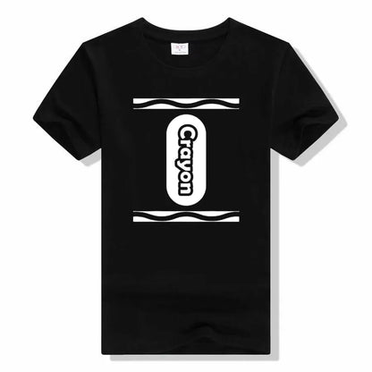Pick Any Color Crayon Box Halloween Costume Couple & Group T-Shirt Gifts Letters Printed Graphic Tee Tops Basic Cotton Outfits Good Vibrations