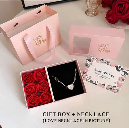 Mother's Day Rose Gift Set Jewelry Box Including1 Pcs Heart Pendant Necklace New Storage Box Luxury Lovers Anniversary Gift Box Good Vibrations
