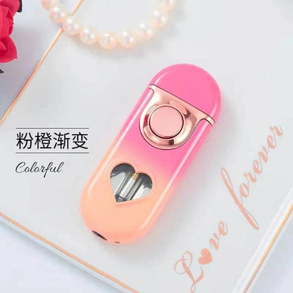 Metal Love Double Flame Butane Gas Lighter Creative LED Blue Light Transparent Gas Window Grinding Wheel Ignition Cigar Lighters Good Vibrations Adult Super Store