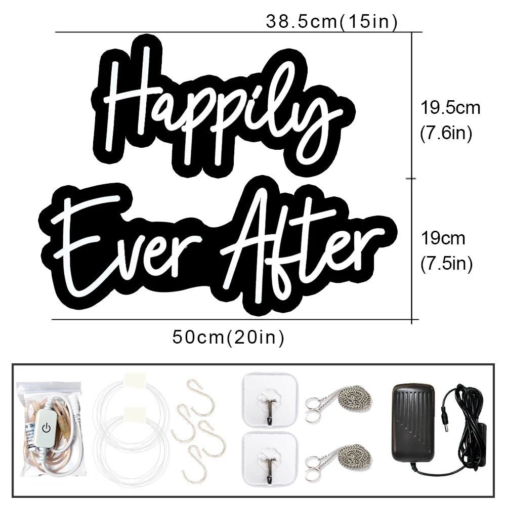 Happily Ever After Neon Sign Wedding Party Lights Event Background Decorative Lights Dimmable Good Vibrations