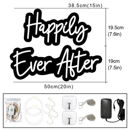 Happily Ever After Neon Sign Wedding Party Lights Event Background Decorative Lights Dimmable Good Vibrations