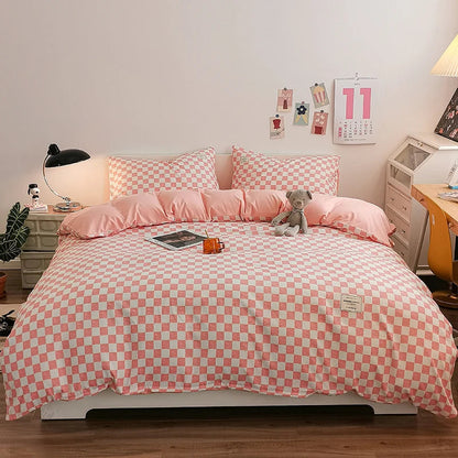 Checkerboard Bedding Comforter Set with Pillowcase bed sheet Single Full Size Bed Linen Duvet Cover Set Queen/King Double Single Good Vibrations