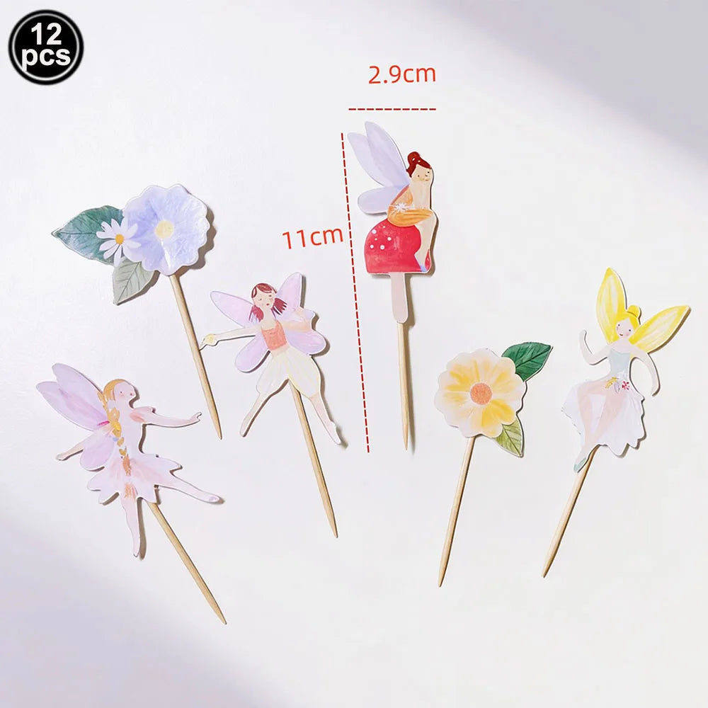 Fairy Party Supplies for Girl Birthday Fairies Enchanted Themed Baby Shower Party Decor Garden Flower Disposable Tableware Decor Good Vibrations