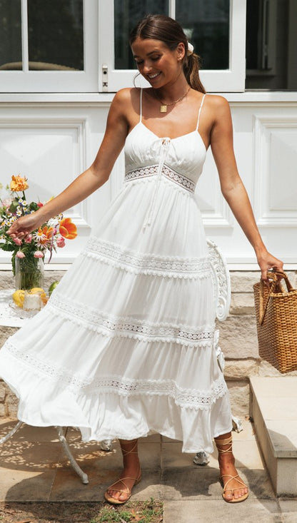 Trendy Casual Summer White Dress for Women Cover-ups Outfits New Boho Hippie Chic Long Maxi Dresses Elegant Party Beachwear Good Vibrations