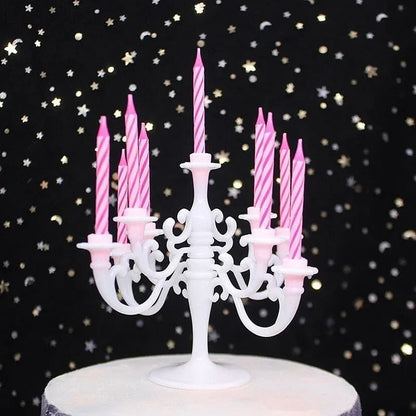 9PCS Candles and Candlestick Bracket 1 Set Cake Topper Birthday Party Cake Candle Holders Toppers Decoration Good Vibrations
