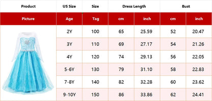 Disney Kids Princess Costume Elsa Anna Halloween Dress Girl Jasmine Moana Dinner Dress Rapunzel Mermaid Pageant Disguise 3-10Y Good Vibrations