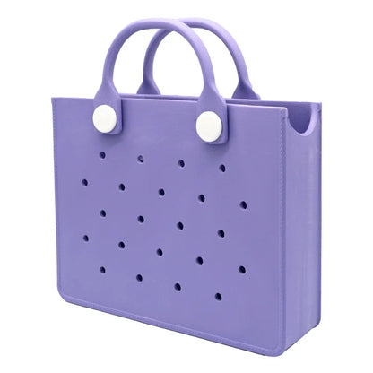 The orange guy Purple Women Fashion New EVA Punched Handbag Casual Waterproof Travel Tote Bag Fit Charms Outdoor Beach Bags Good Vibrations