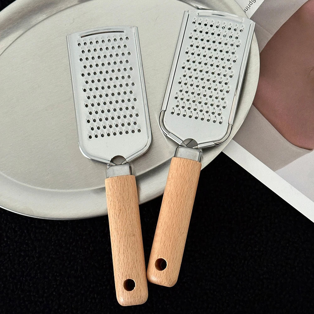 1PC Kitchen Gadgets: Wooden Handle Grater, Small Kitchenware, Stainless Steel Baking Utensils Good Vibrations