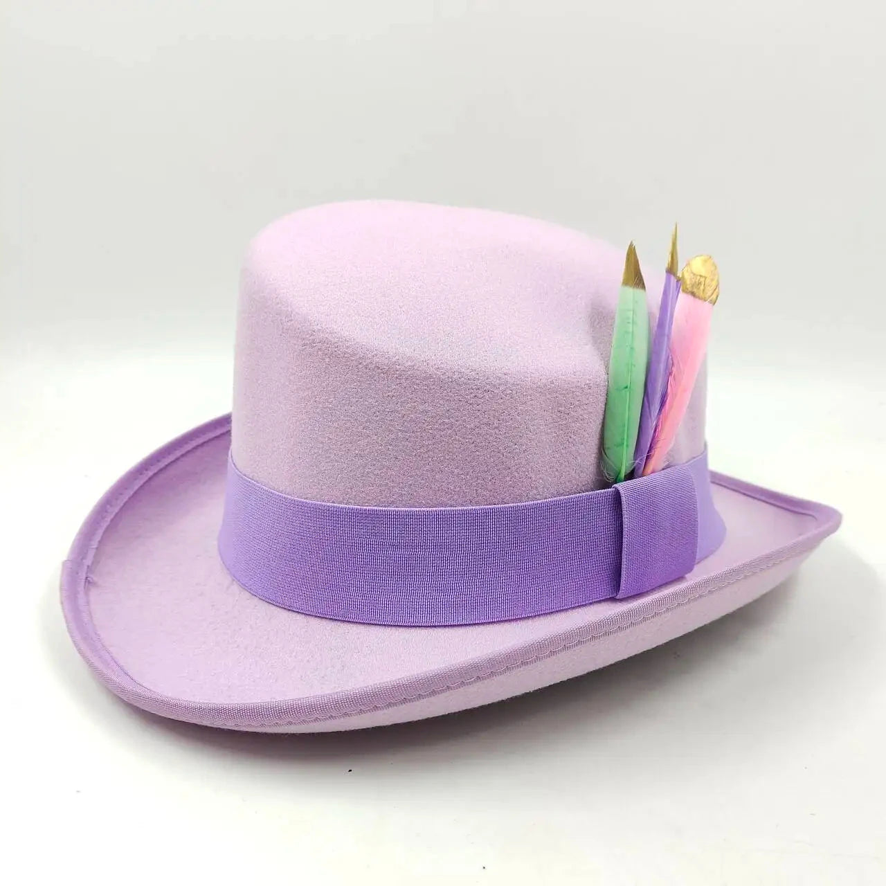 New High Quality Man Fedora Unisex Gentleman Cosplay Derby Bowler Hat British Shape Hat Autumn Magic Hat Feather Accessories Good Vibrations