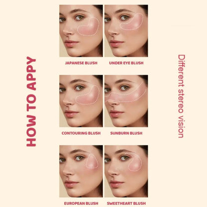 1PC Monochrome Blush Palette, Low Saturation Powder, Matte Effect, Pink/red, Long-lasting, Suitable for Date and Daily Needs Good Vibrations