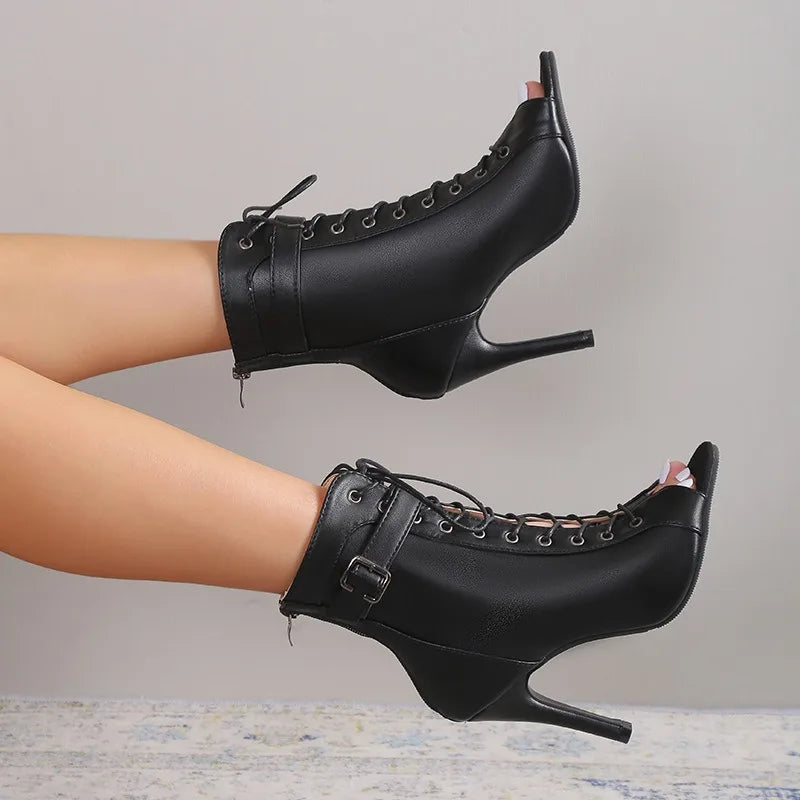 Women High Heels High Quality Latin Dance Shoes Fashion Party Jazz Dance Shoes Sexy Heeled Sandal Lace-up High Heels Ankle Boots Good Vibrations