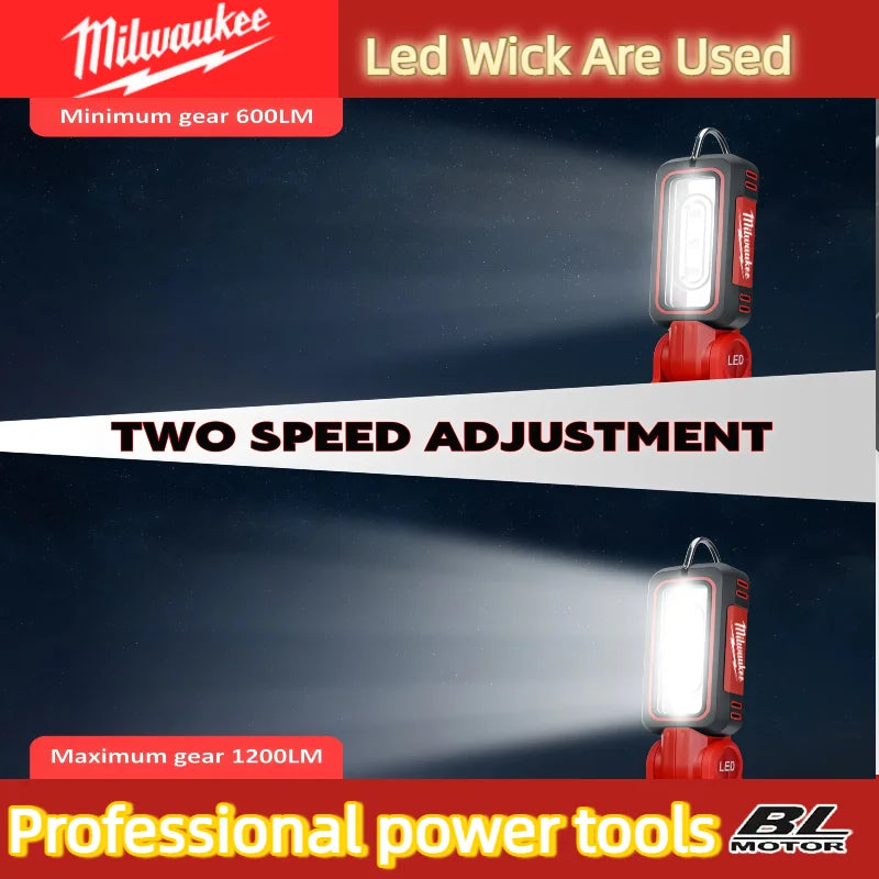 Milwaukee LED Work Light Super Bright 90 DegreeClip on Light Lithium M18 Flood Light Outdoor Lighting Camping Battery 20V Good Vibrations